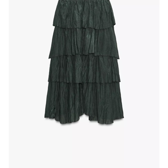 Zara Dresses & Skirts - Zara Dark Green Maxi Tiered Skirt